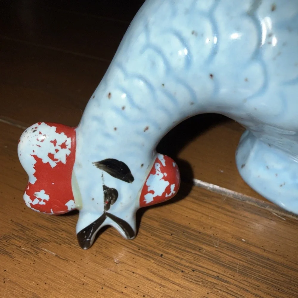 VTG Chicken Rooster Hen Potpourri Small Sachet Holder Hand Painted Farm‎ Blue 6